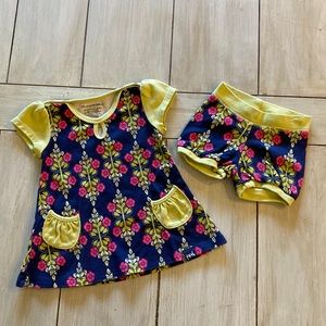 Petunia Pickle Bottoms Navy Blue Lime Green Hot Pink Floral Knit Dress & Shorts